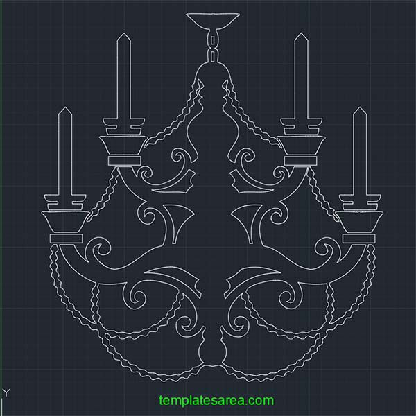 Free 2D Chandelier CAD Block - Ideal for Autocad and CNC Applications