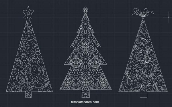 Decorative 2D Christmas Tree CAD Blocks DWG Format