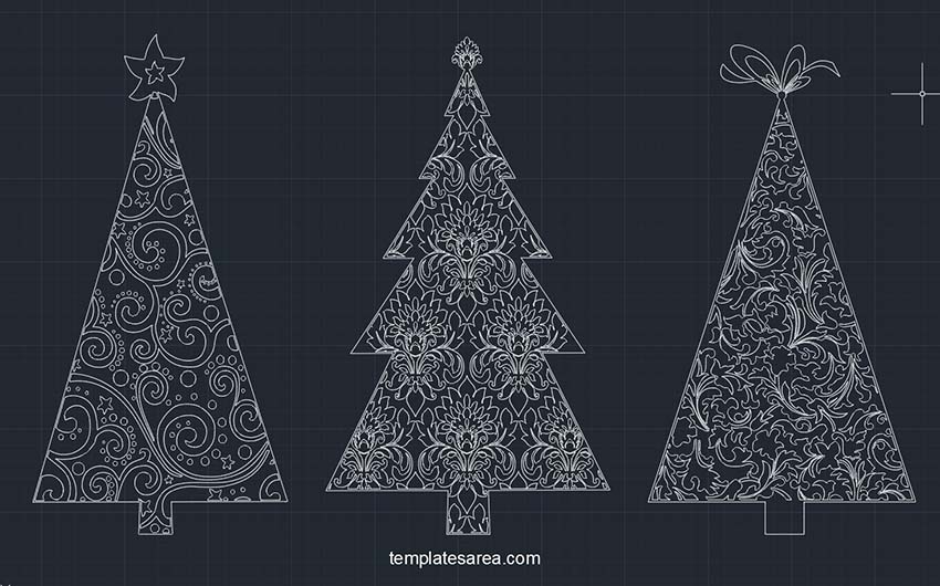 Decorative 2D Christmas Tree CAD Blocks DWG Format