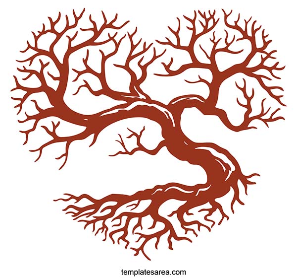 A free-to-download SVG cut file of a heart-shaped tree silhouette, perfect for creative projects.