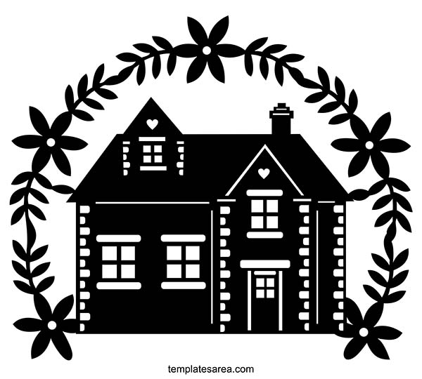 Free downloadable vector graphic of a house silhouette in SVG, PDF and PNG files.