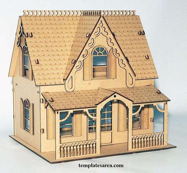 Realistic 3D Wooden Miniature House: Laser-Cut Project