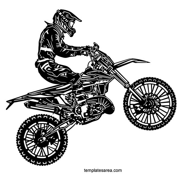 Motocross, dirt bike and motorcycle dxf art design. DXF vector file for CNC laser and plasma cutters.