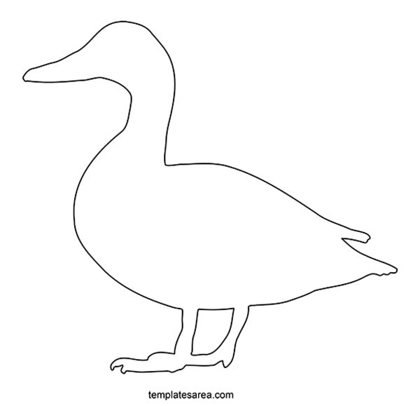 Printable duck outline template. Simple duck cutout pattern drawing.