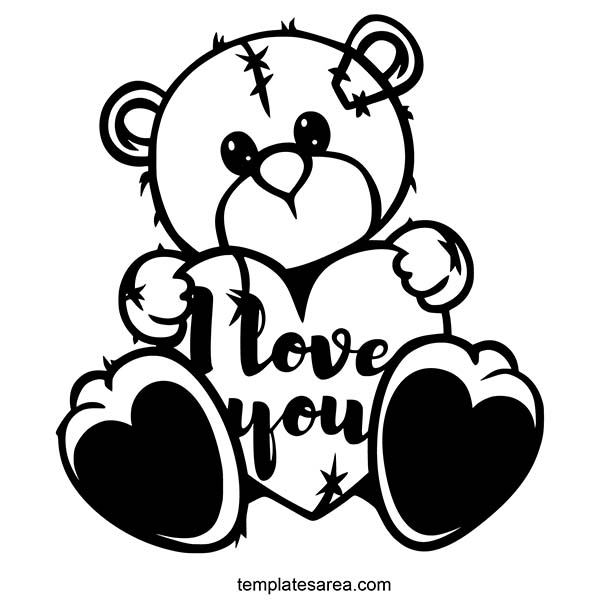 Unique PNG vector design of a teddy bear sitting with a heart that says 'I Love You', ideal for Valentine's Day, anniversaries, and birthdays.