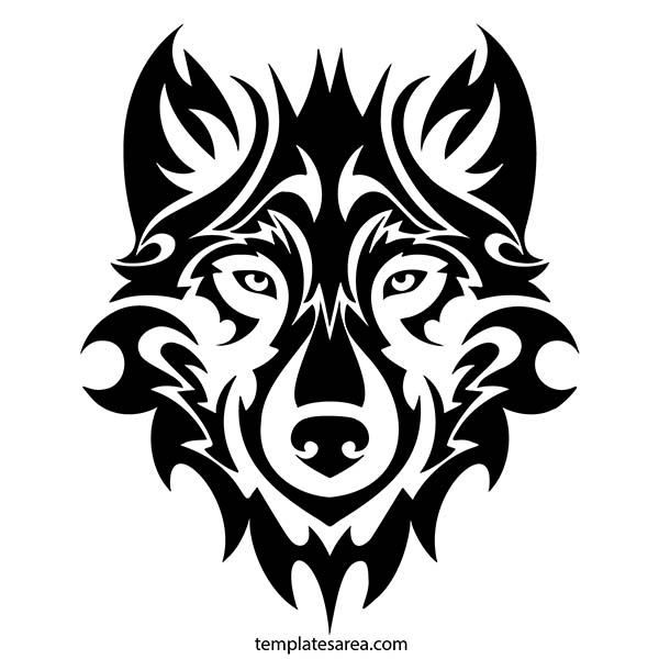 Tribal Wolf Head SVG Design File