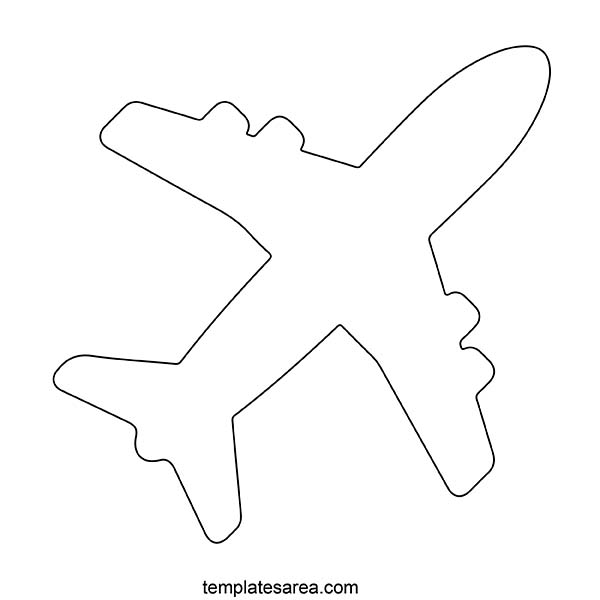 Free printable airplane silhouette template. Airplane pattern for cut out.