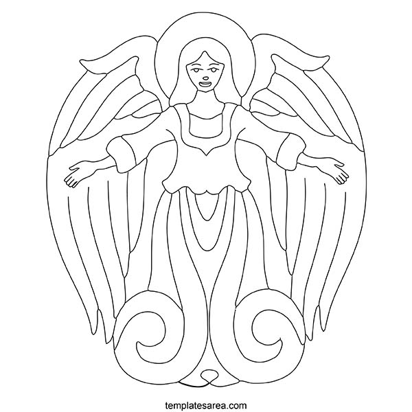 Printable angel template & coloring page. Angel line art drawing PDF file.
