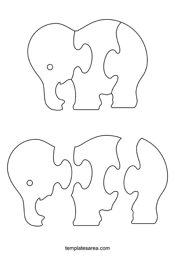 Printable Elephant Jigsaw, Animal Puzzle Template