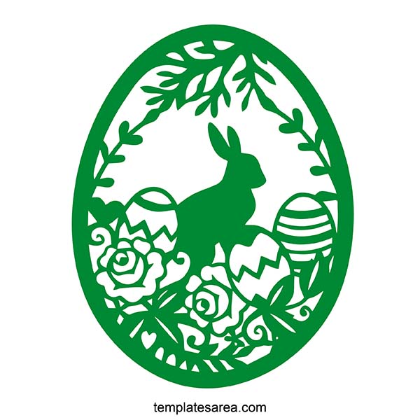 Easter Bunny and Eggs Silhouette SVG Ornament Design