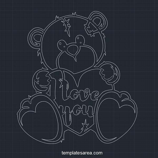 Free Download: Teddy Bear DWG CAD Block for Love