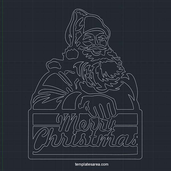 Free DWG CAD Drawing of Santa Claus with Merry Christmas Banner