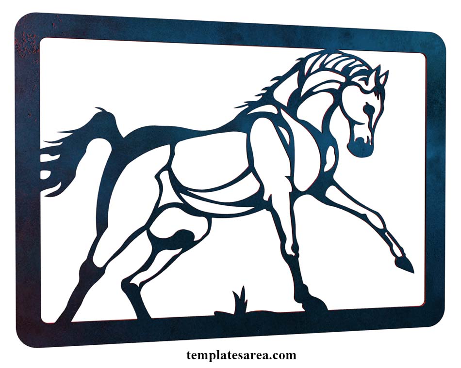 Free Horse Scene Wall Art DXF File for Plasma and Laser Cutting