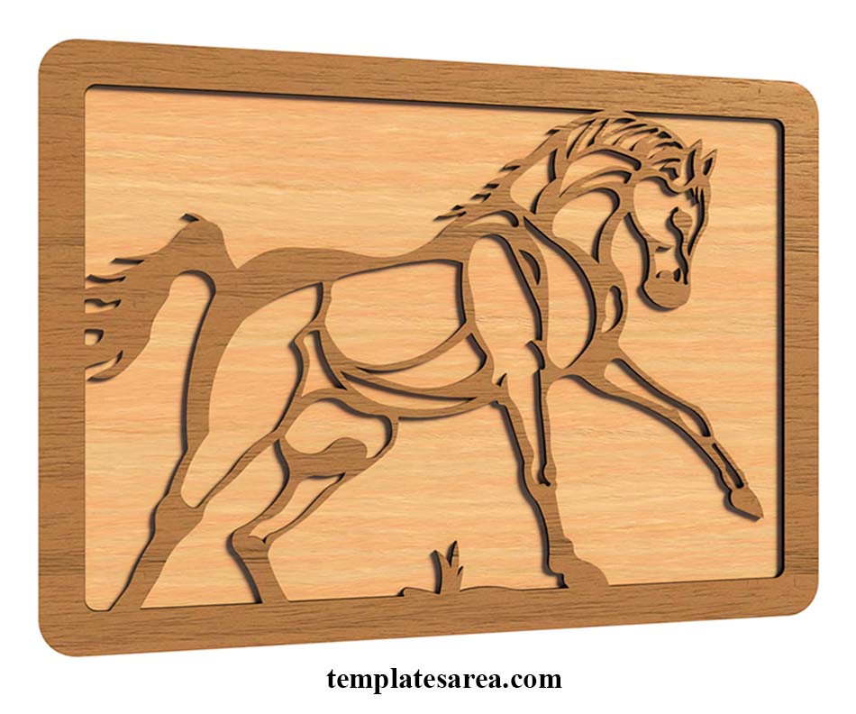 Stylized horse DXF file optimized for plasma and laser CNC decor projects.