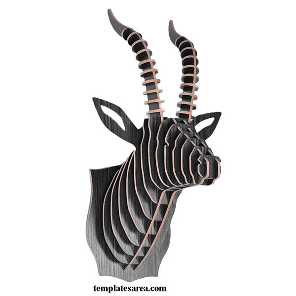 Free Laser Cut Wooden Gazelle Head 3D Wall Art Design