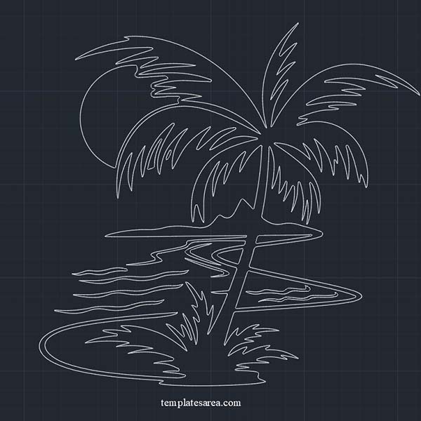 Palm tree design evoking tropical vacation vibes, perfect for enriching your CAD projects.