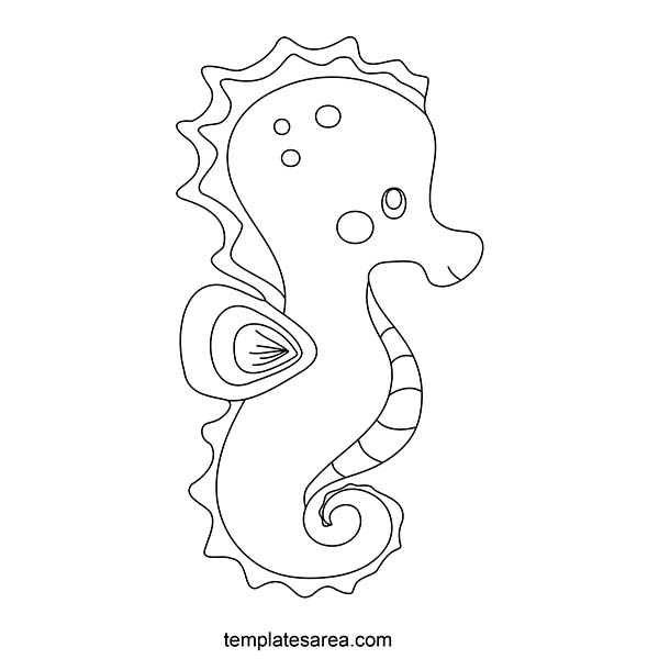 Free Printable Seahorse Coloring Page Template for Kids