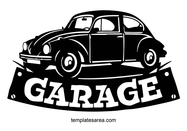 Free VW Beetle Garage Sign DXF Template