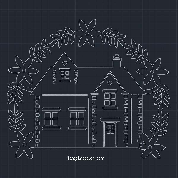 House Silhouette CAD Drawing for Nest-Themed Projects