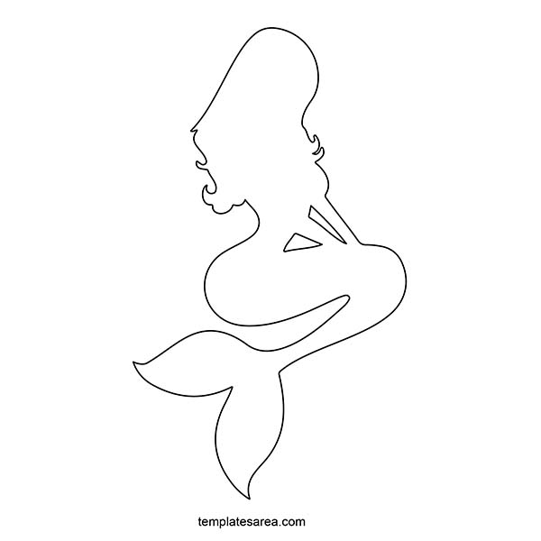 Mermaid Silhouette Outline: Free Printable PDF Template