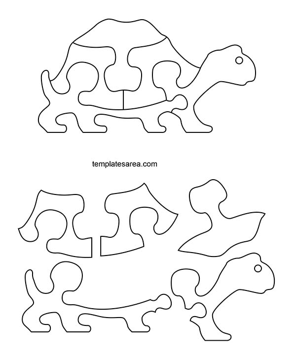 Printable Turtle Puzzle Template for Kids