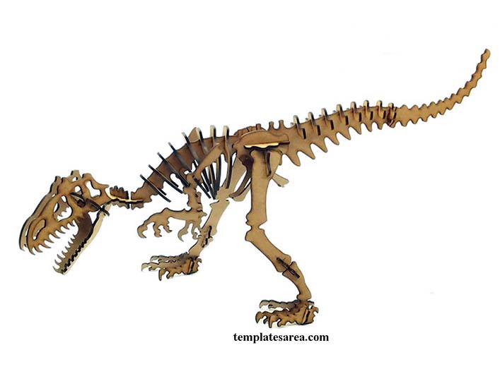 3D Allosaurus Model: Laser-Cut Wooden Dinosaur Puzzle Design