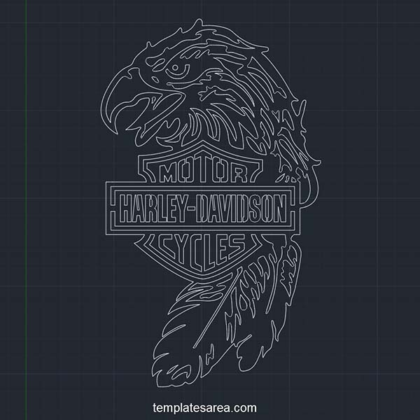 Harley Davidson Logo and Eagle Head DWG CAD Block File