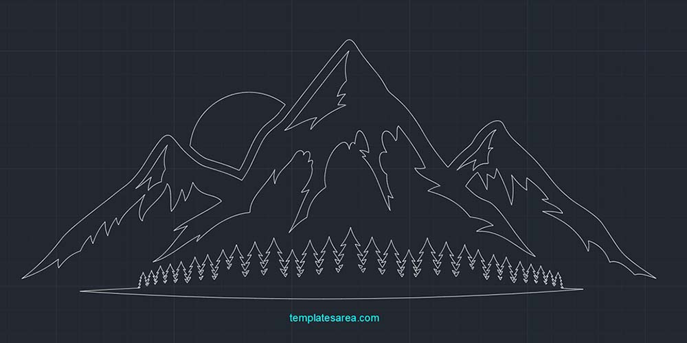 Nature-Themed Free CAD Block: Mountain Silhouette DWG File