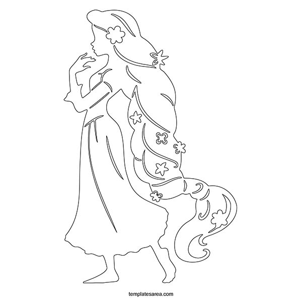 Printable Tangled Rapunzel Outline Template: Free Download