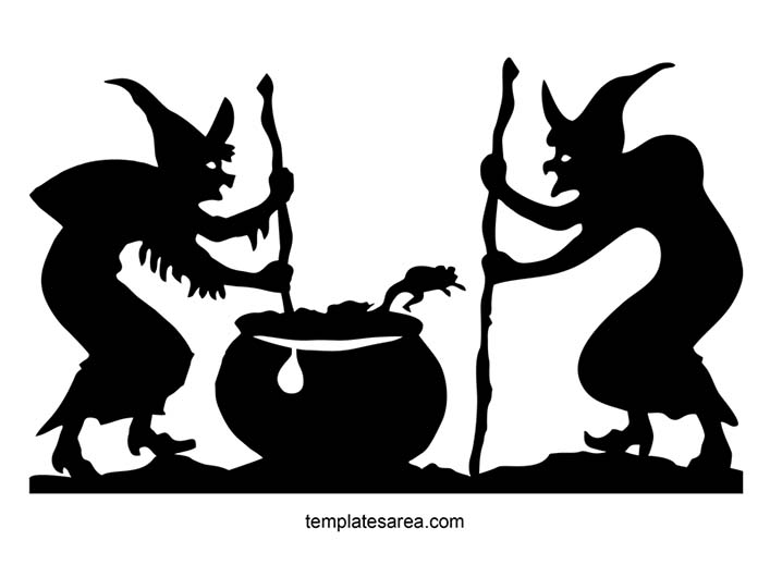 Scary Hunchback Witches in Free Halloween DXF Design