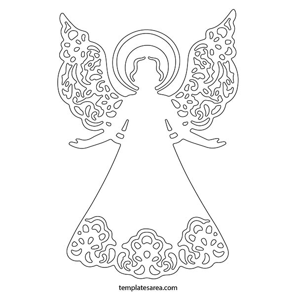 Decorative Angel Outline Template for DIY Projects