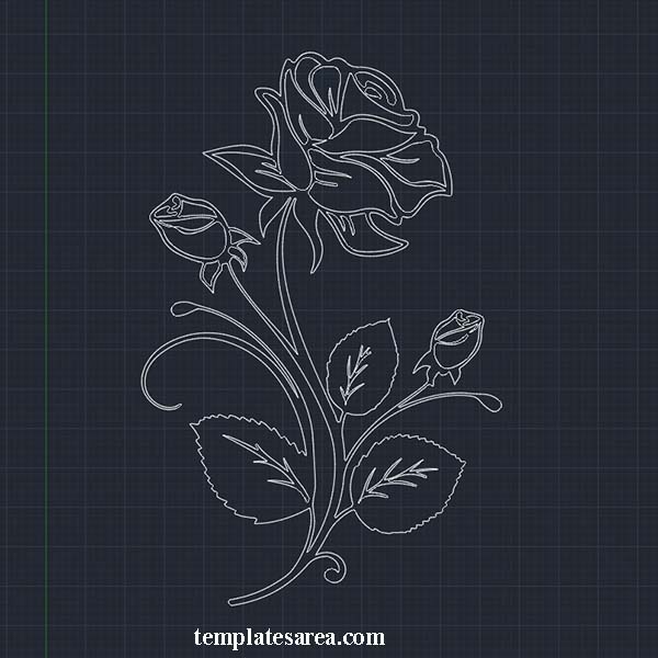 Stunning Rose 2D CAD Drawing: Free DWG CAD Block