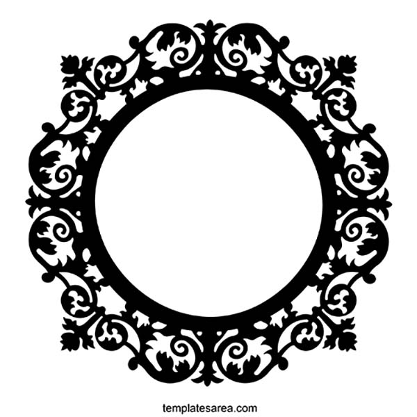 Transparent and black and white elegant circular frame vector design for free download.