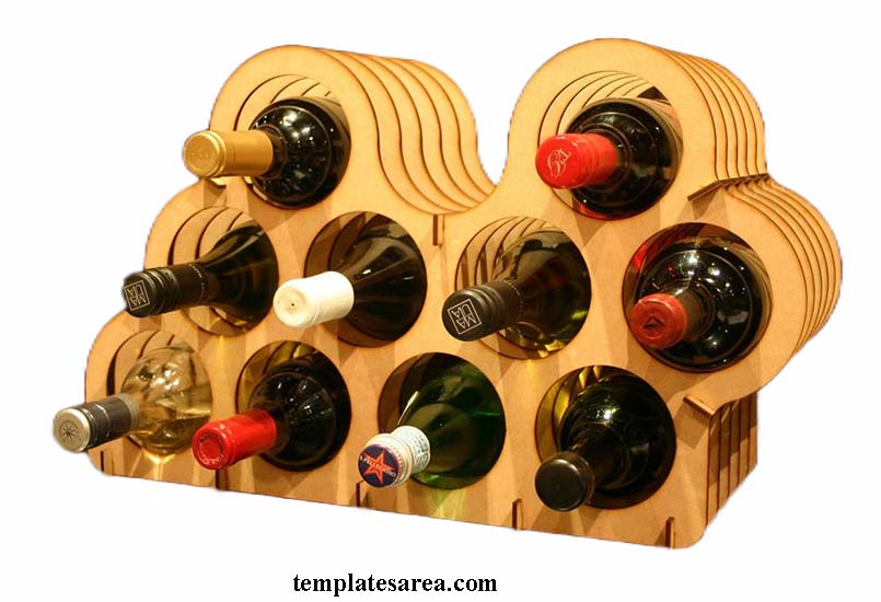 Wooden Wine Holder Project for Laser Cutters - Free Templates
