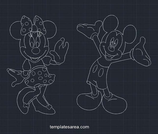 Free CAD Block DWG Download Mickey Minnie Mouse