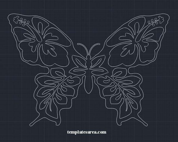 Free Butterfly DWG File Detailed CAD Block CNC Cut File
