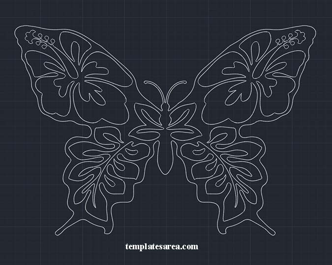 Free Butterfly DWG File Detailed CAD Block CNC Cut File