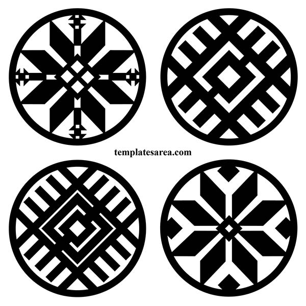 Free Download Geometric Circular Design Cut File Coasters DXF