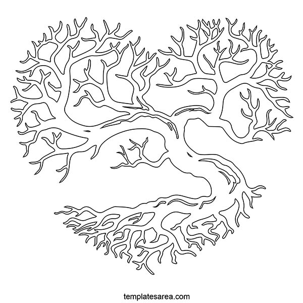 Heart Shaped Tree Outline Template Printable Free Download