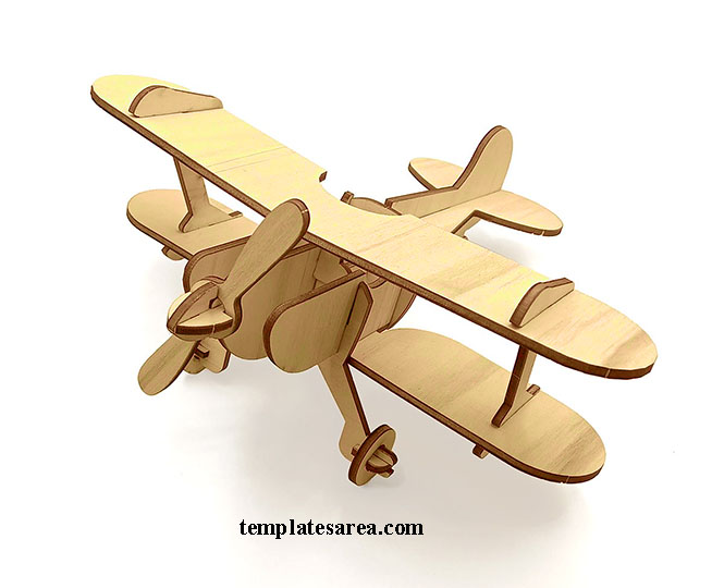 Laser Cut Biplane Airplane - Free DXF, SVG, CDR Download