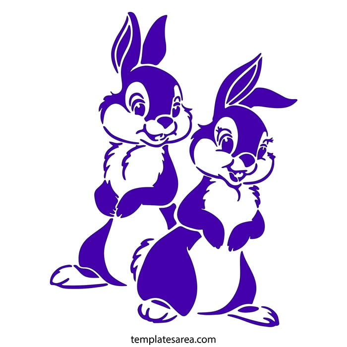 Free Downloadable Cute Bunny Couple Stencil SVG Cut File - TemplatesArea