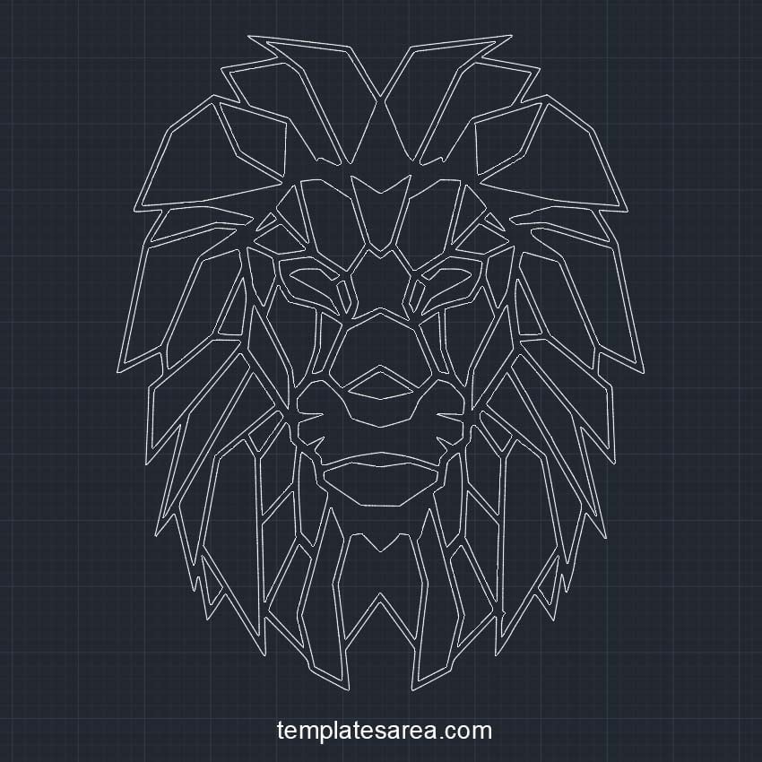 Download our free geometric lion face DWG file today and create stunning wall art, furniture designs, and more. Compatible with CNC routers and 2D CAD software.