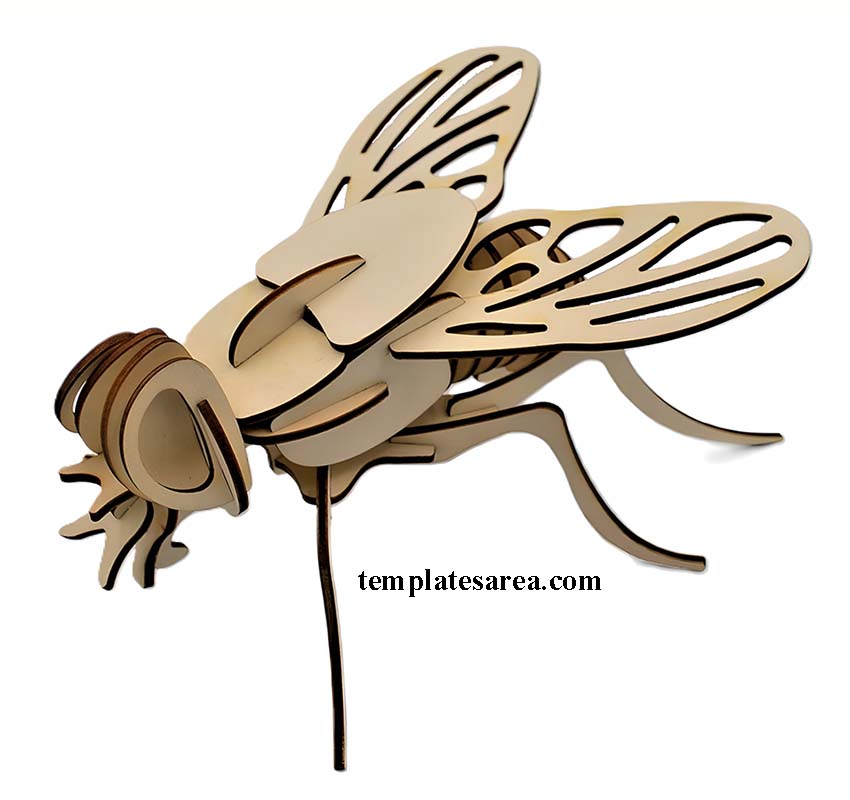 Download free laser cutting files for a 3D wooden fly- insect model and transform it into an educational puzzle, a nature-inspired art piece, or a fulfilling hobby project.