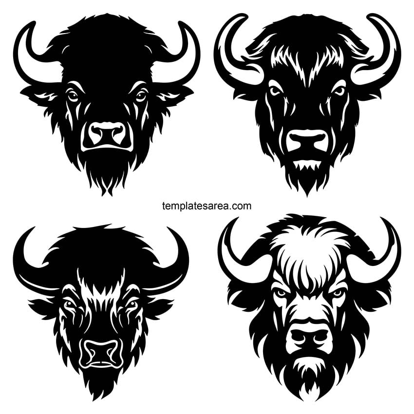 Download four free stylized bison head DXF designs for laser cutting, CNC cutting, and plasma cutting. Unleash your creativity and create stunning works of art!
