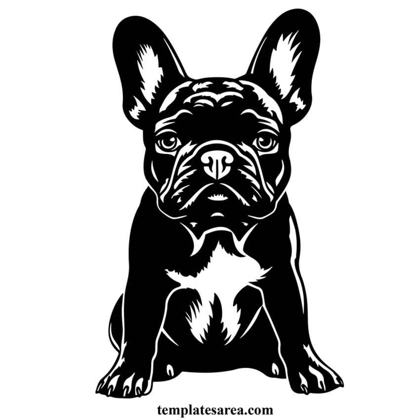 Black and White French Bulldog Vector Graphic - Get SVG & PNG