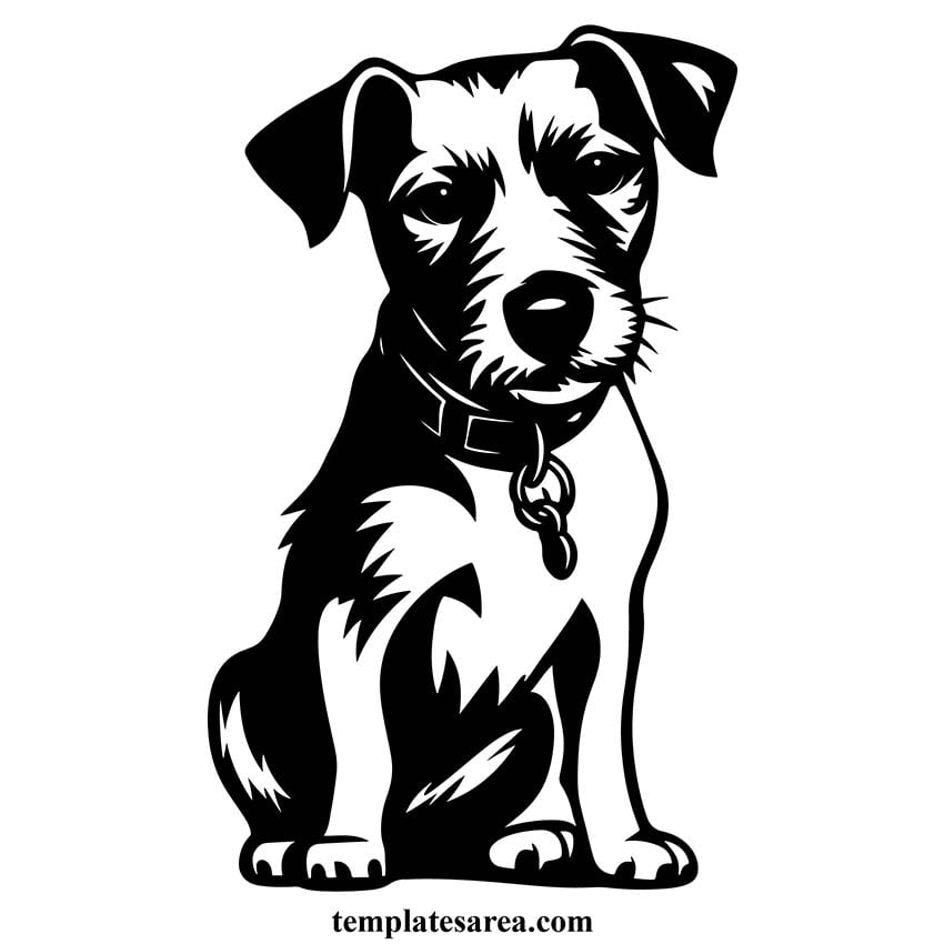 Black and White Jack Russell Terrier Clipart with Transparent Background