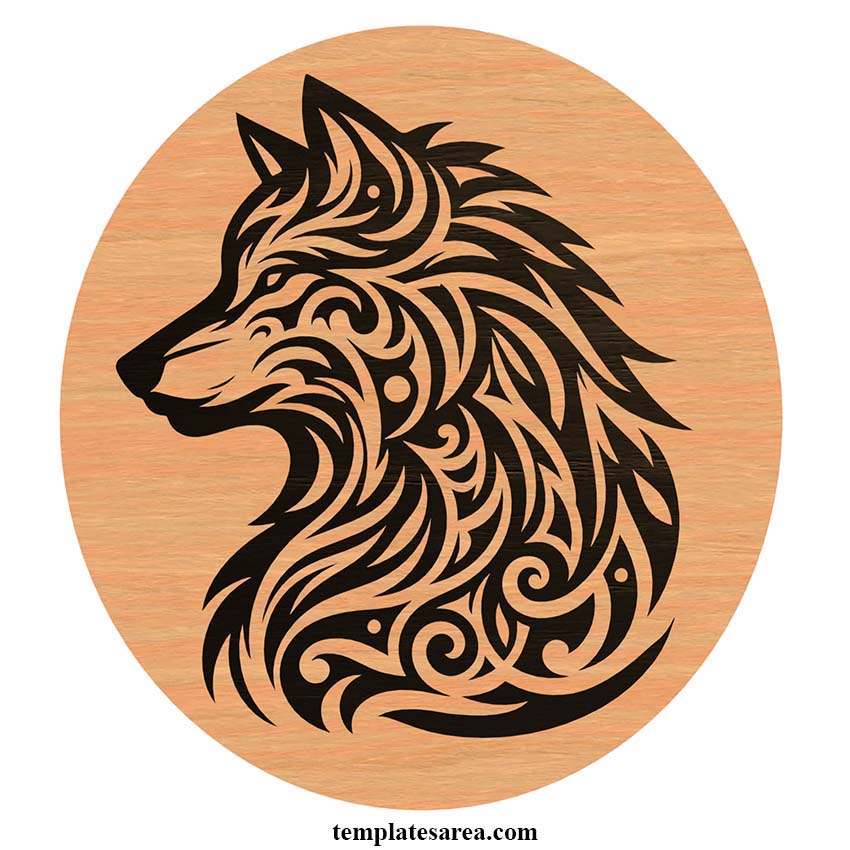 Create stunning and unique wolf wall decor with this free downloadable tribal wolf head DXF file.