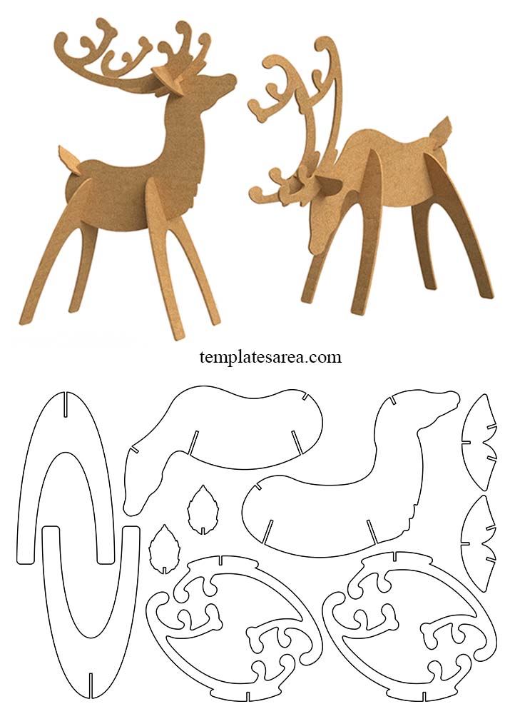 DIY Cardboard Animal-Reindeer Puzzle – Free Easy 3D Template for Crafting