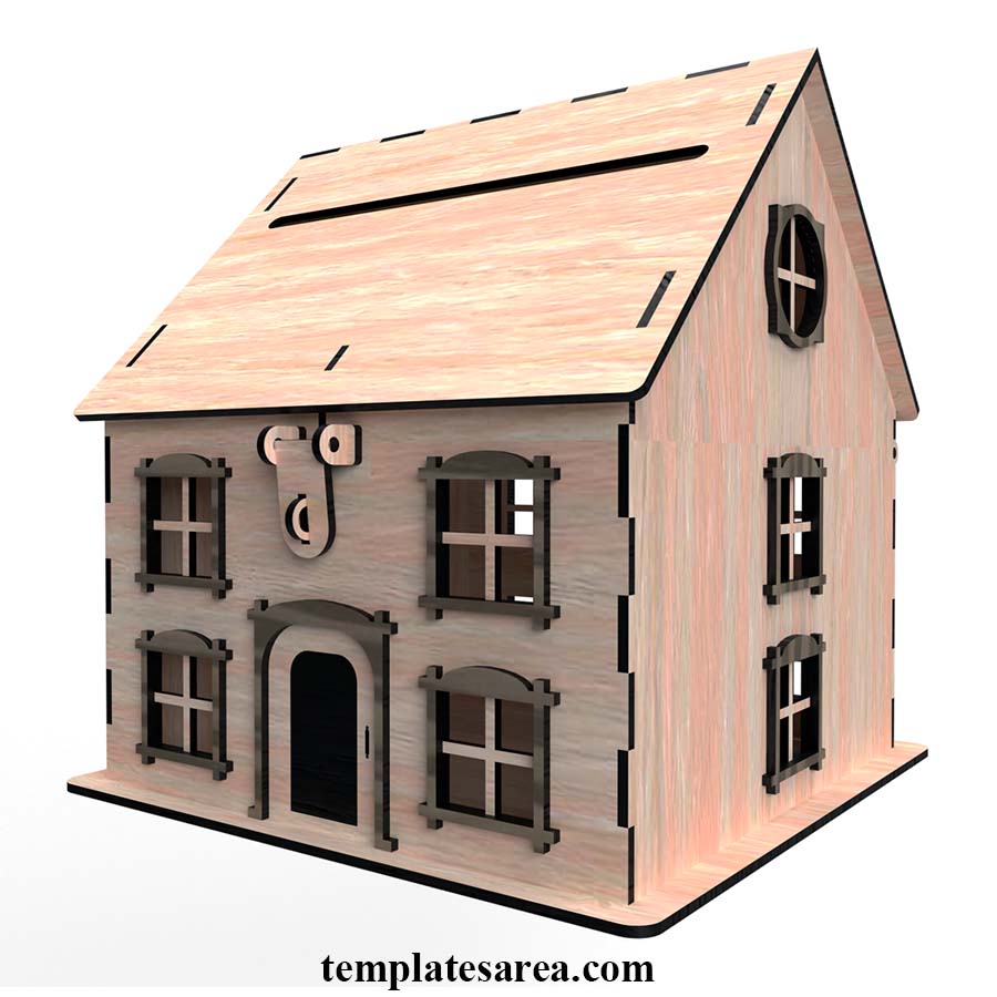 FREE laser cut project files for a house-shaped tip box & piggy bank!